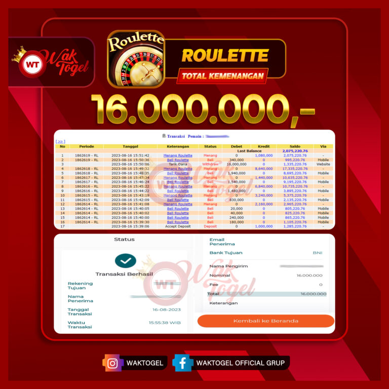 BUKTI PEMBAYARAN ROULETTE WAKTOGEL