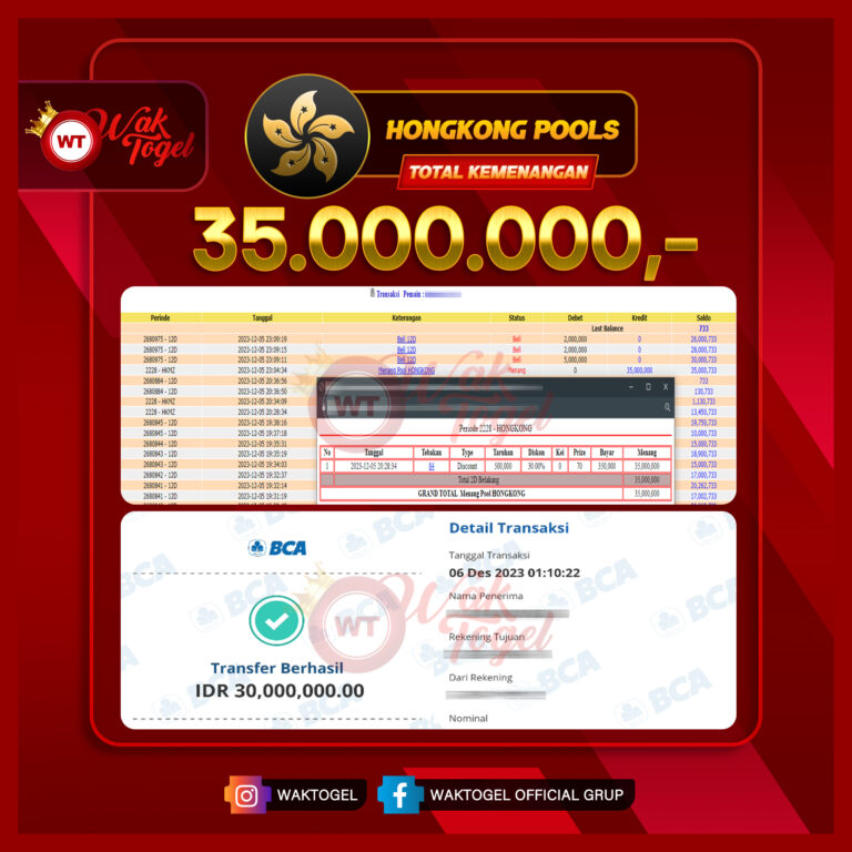 BUKTI PEMBAYARAN HONGKONG WAKTOGEL