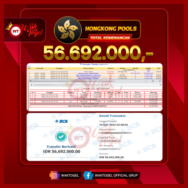 BUKTI PEMBAYARAN HONGKONG WAKTOGEL