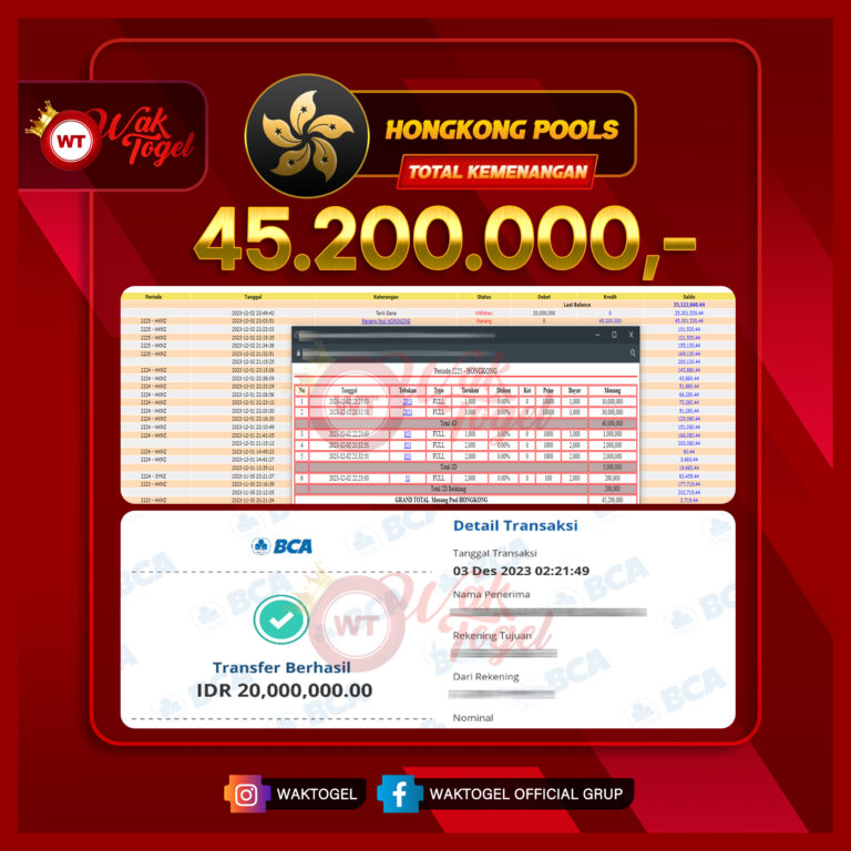 BUKTI PEMBAYARAN HONGKONG WAKTOGEL