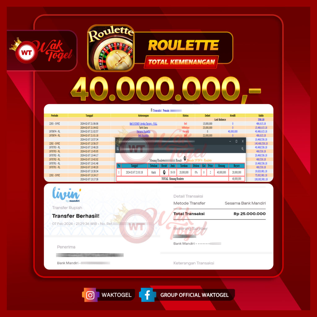 BUKTI PEMBAYARAN ROULETTE WAKTOGEL