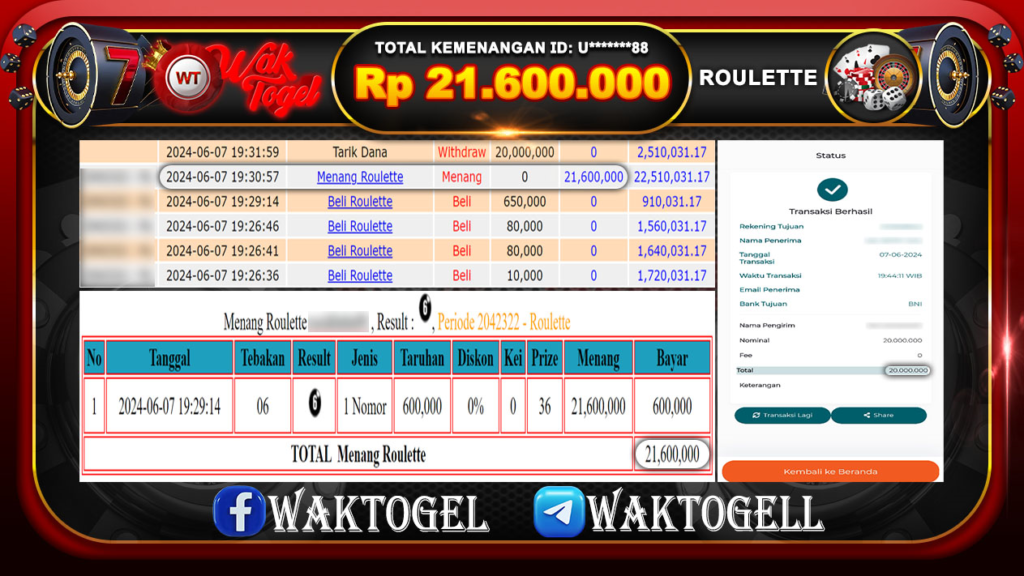 BUKTI PEMBAYARAN ROULETTE WAKTOGEL