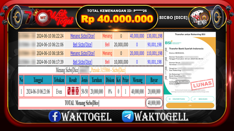 BUKTI PEMBAYARAN SICBO WAKTOGEL