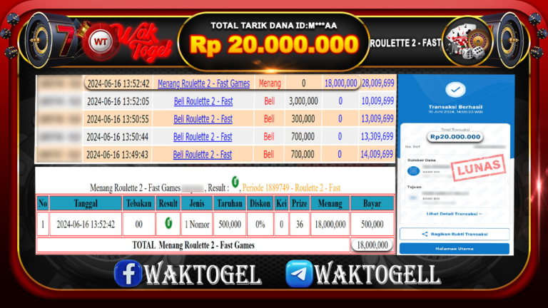 BUKTI PEMBAYARAN ROULETTE 2 – FAST WAKTOGEL