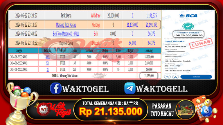 BUKTI PEMBAYARAN TOTO MACAU 4D  WAKTOGEL