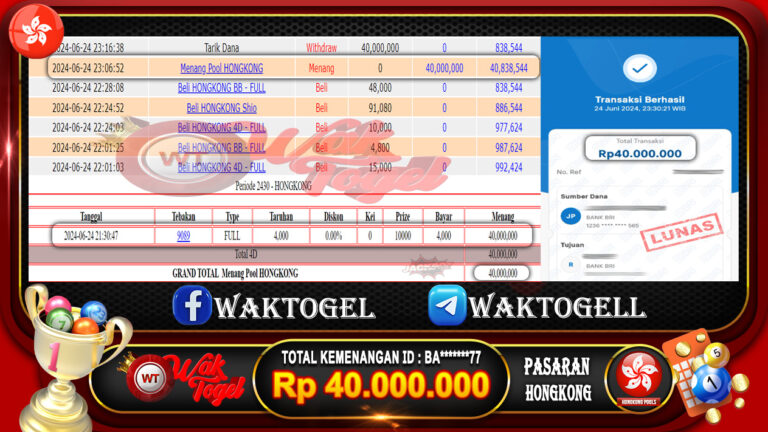 BUKTI PEMBAYARAN HONGKONG WAKTOGEL