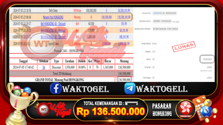 BUKTI PEMBAYARAN HONGKONG WAKTOGEL