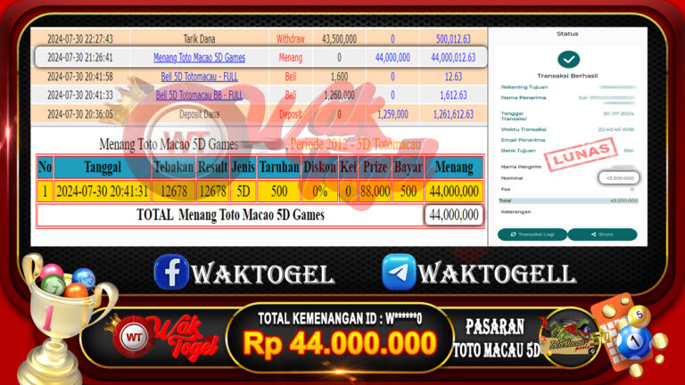 BUKTI PEMBAYARAN TOTO MACAU 5D WAKTOGEL