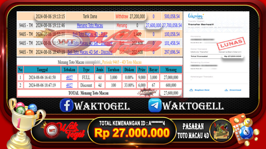 BUKTI PEMBAYARAN TOTO MACAU 4D WAKTOGEL