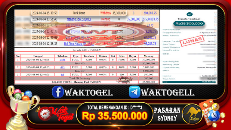 BUKTI PEMBAYARAN SYDNEY WAKTOGEL