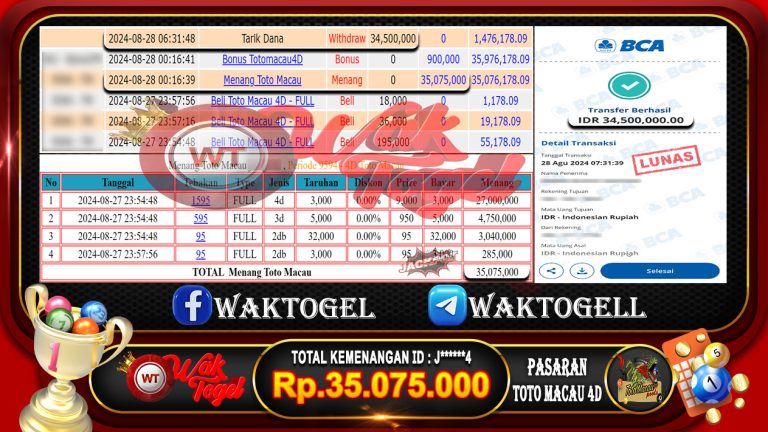 BUKTI PEMBAYARAN TOTO MACAU 4D WAKTOGEL