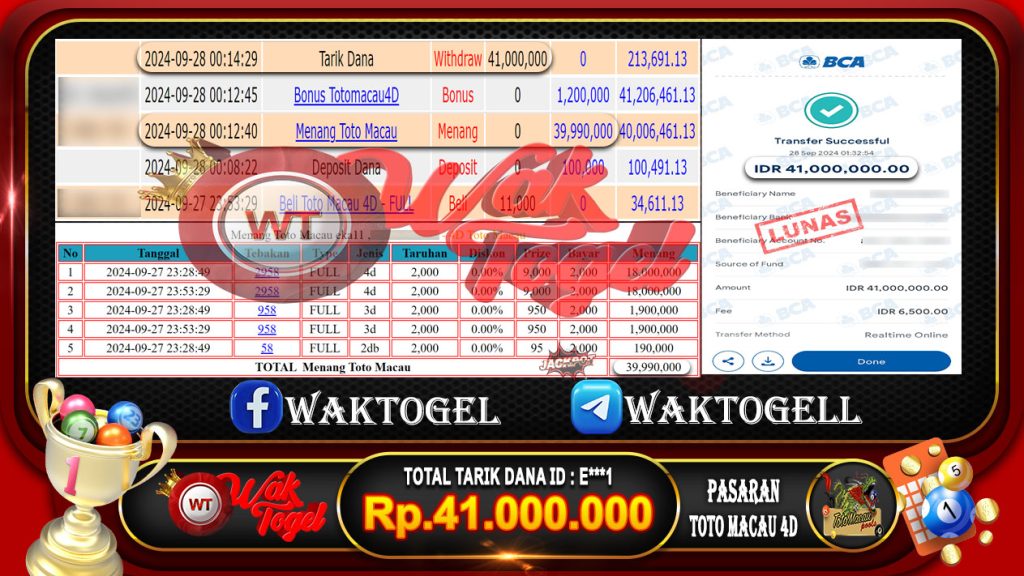 BUKTI PEMBAYARAN TOTO MACAU 4D WAKTOGEL