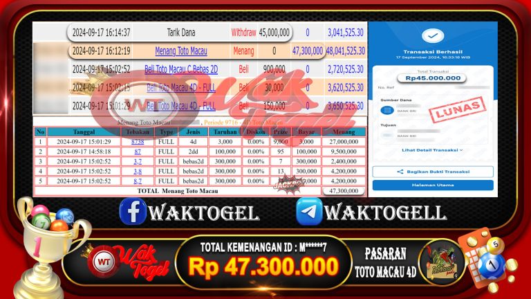 BUKTI PEMBAYARAN TOTO MACAU 4D WAKTOGEL