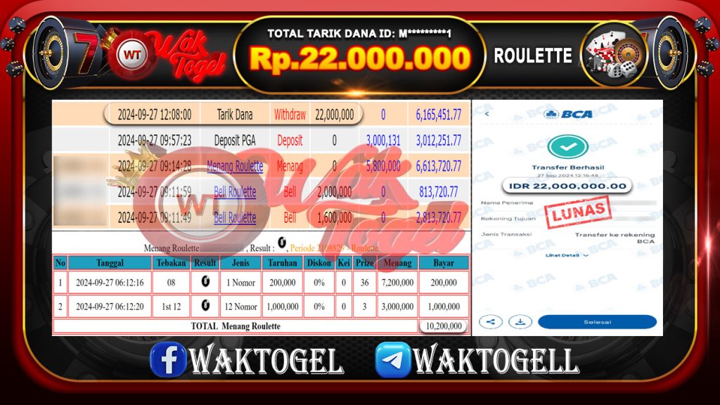 BUKTI PEMBAYARAN ROULETTE WAKTOGEL