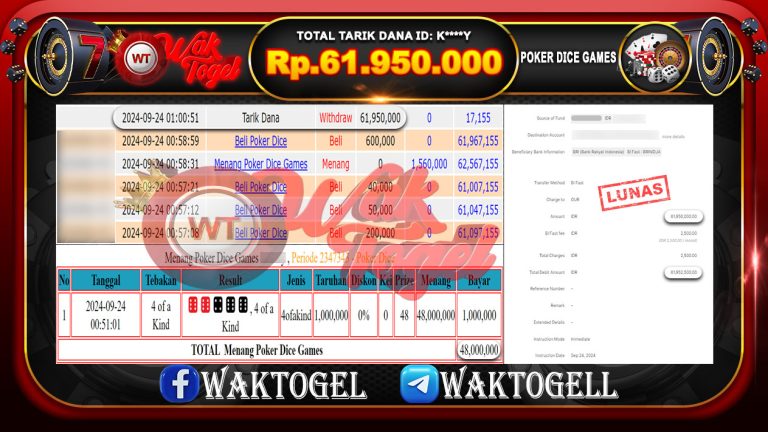 BUKTI PEMBAYARAN POKER DICE GAMES WAKTOGEL