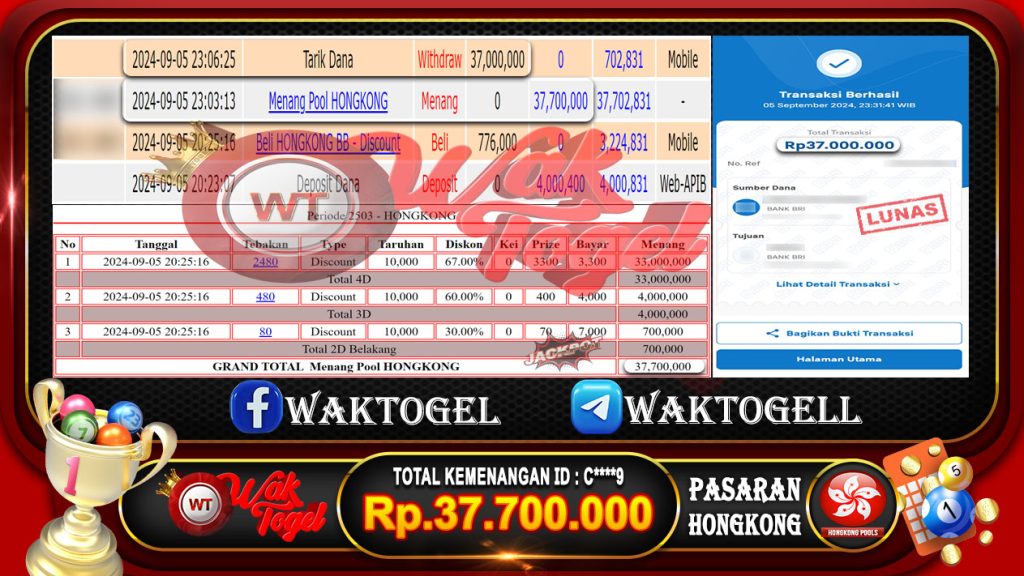 BUKTI PEMBAYARAN HONGKONG WAKTOGEL