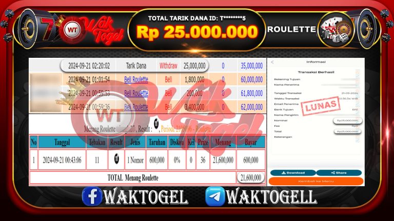 BUKTI PEMBAYARAN ROULETTE  WAKTOGEL