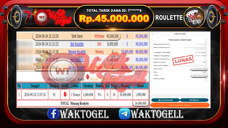 BUKTI PEMBAYARAN ROULETTE  WAKTOGEL