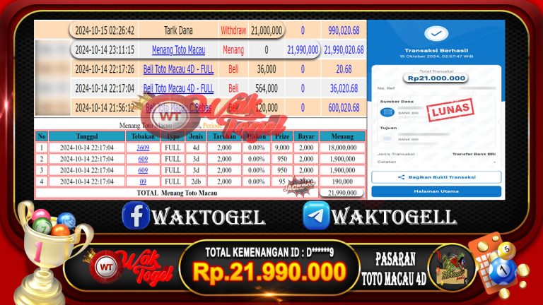 BUKTI PEMBAYARAN TOTO MACAU 4D WAKTOGEL