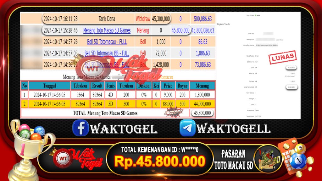 BUKTI PEMBAYARAN TOTO MACAU 5D WAKTOGEL