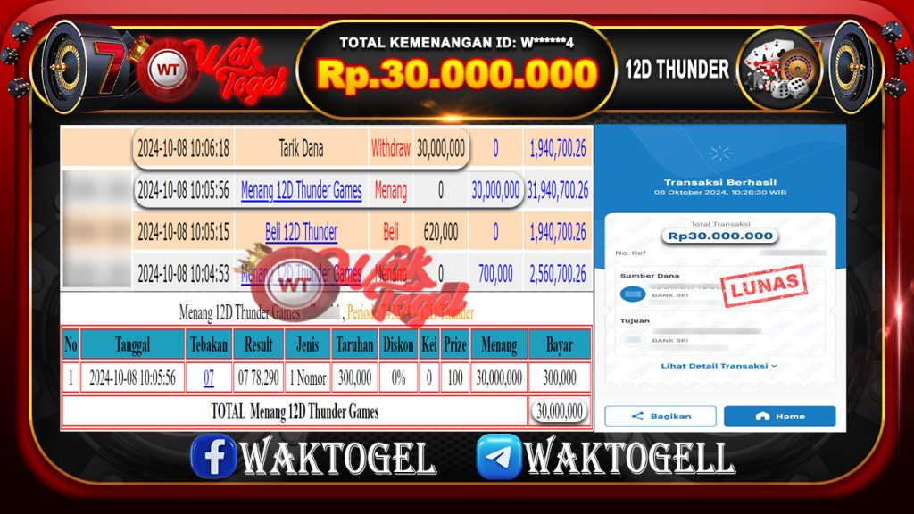 BUKTI PEMBAYARAN 12D THUNDER GAMES