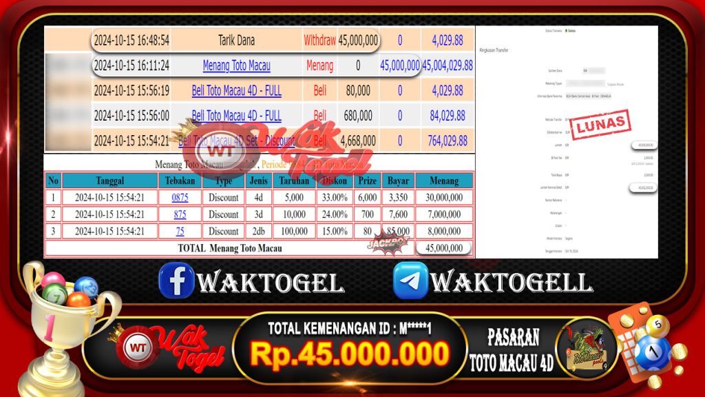 BUKTI PEMBAYARAN TOTO MACAU 4D WAKTOGEL