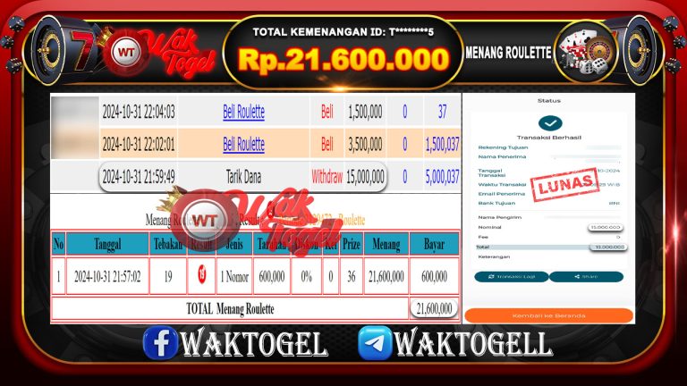 BUKTI PEMBAYARAN ROULETTE  WAKTOGEL