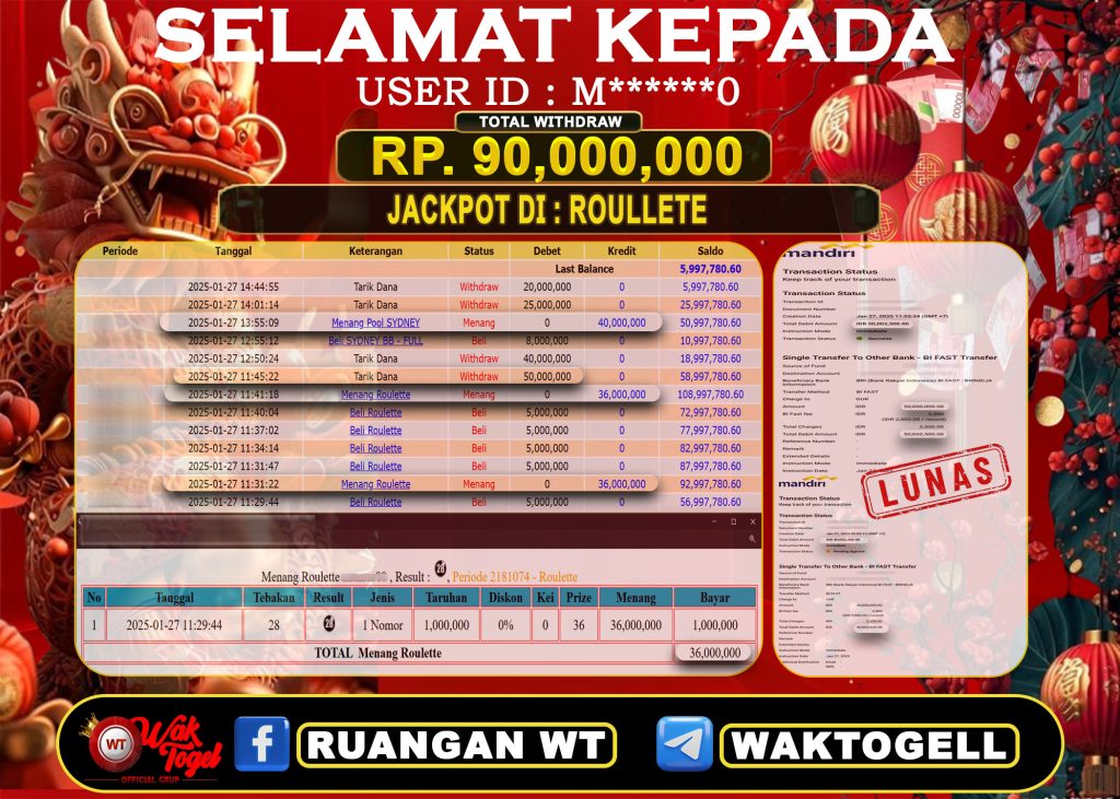 BUKTI PEMBAYARAN ROULETTE WAKTOGEL