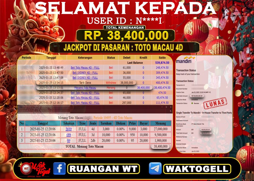 BUKTI PEMBAYARAN TOTO MACAU 4D WAKTOGEL