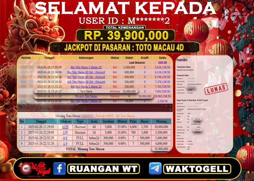 BUKTI PEMBAYARAN TOTO MACAU 4D WAKTOGEL