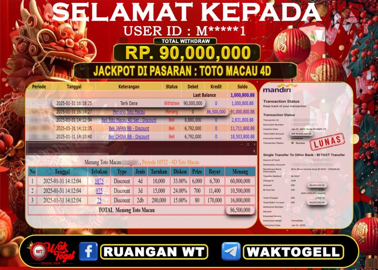 BUKTI PEMBAYARAN TOTO MACAU 4D WAKTOGEL