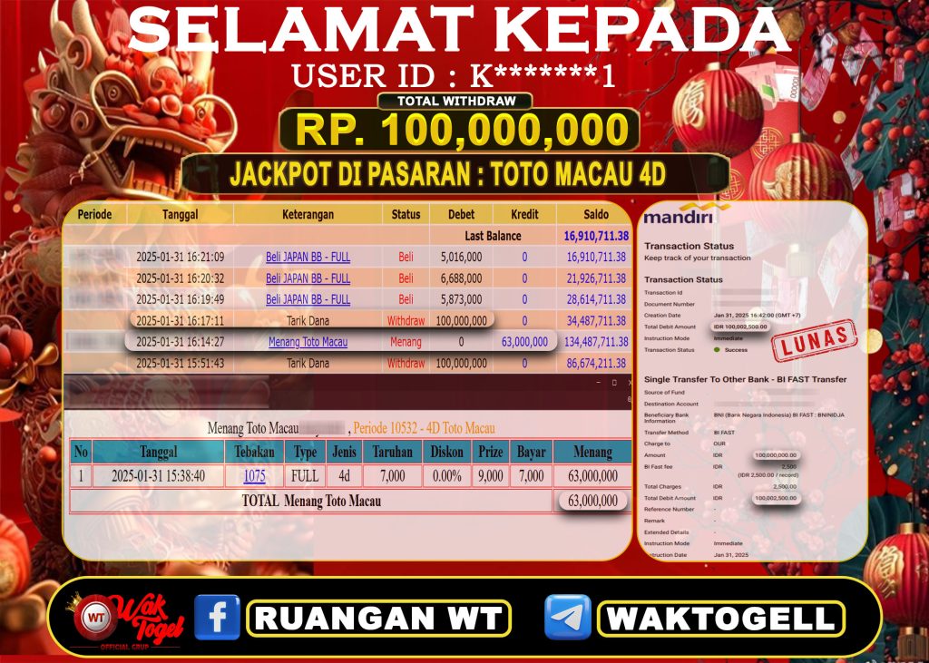 BUKTI PEMBAYARAN TOTO MACAU 4D WAKTOGEL