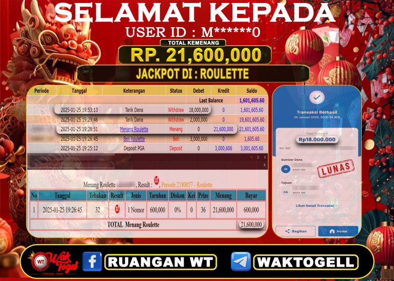 BUKTI PEMBAYARAN ROULETTE  WAKTOGEL