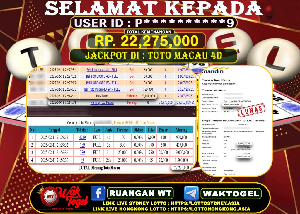 BUKTI PEMBAYARAN TOTO MACAU 4D WAKTOGEL