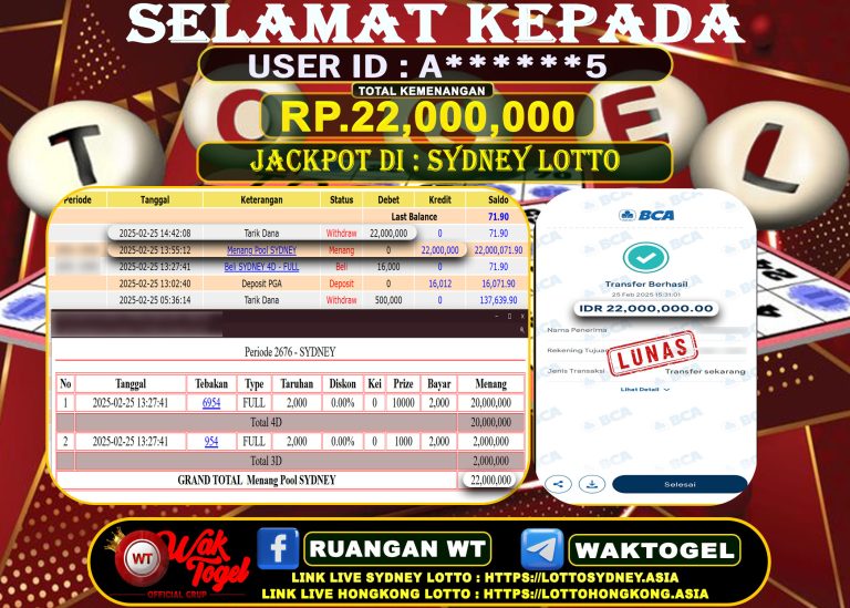 BUKTI PEMBAYARAN SYDNEY LOTTO WAKTOGEL