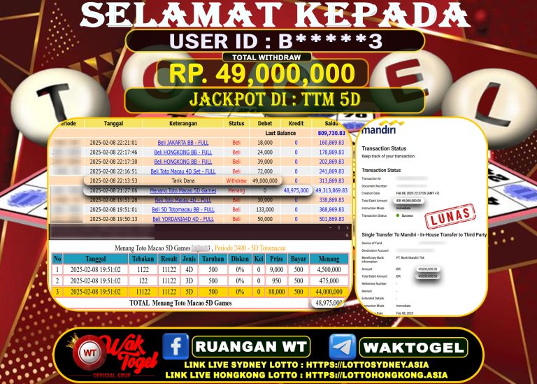 BUKTI PEMBAYARAN TOTO MACAU 5D WAKTOGEL