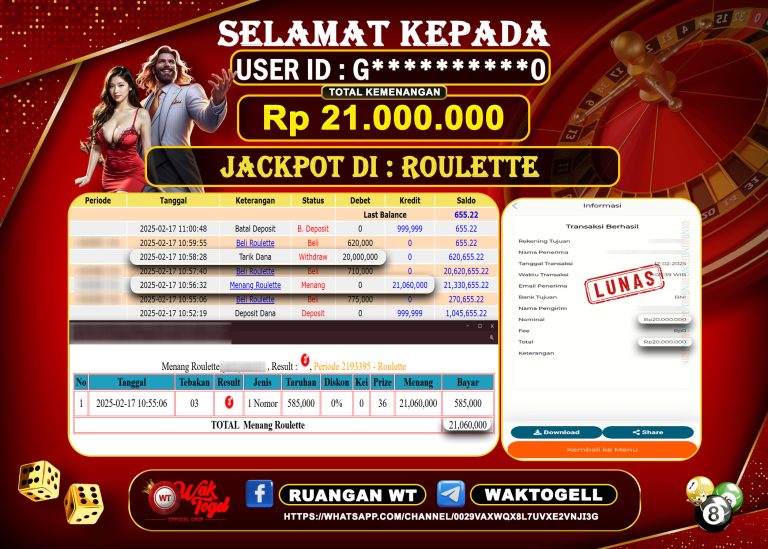 BUKTI PEMBAYARAN ROULETTE WAKTOGEL