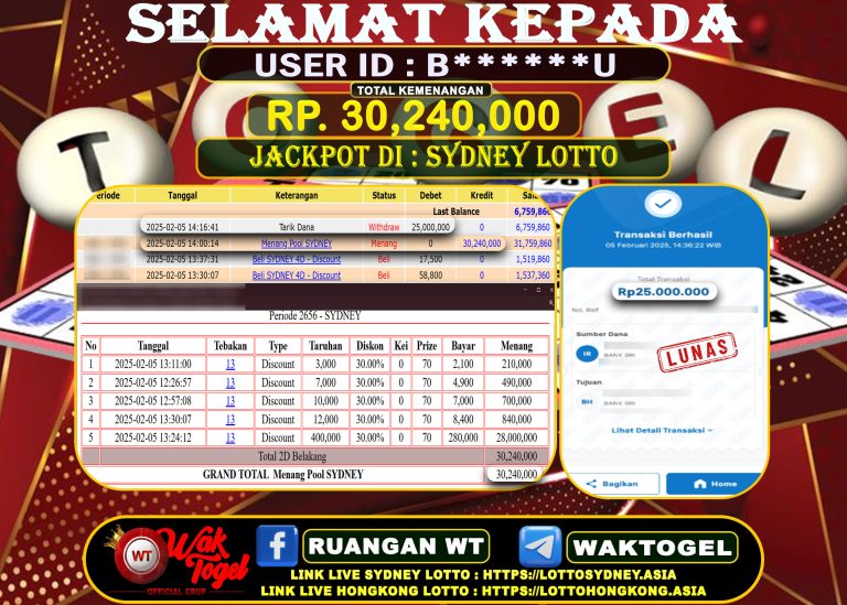 BUKTI PEMBAYARAN SYDNEY LOTTO WAKTOGEL