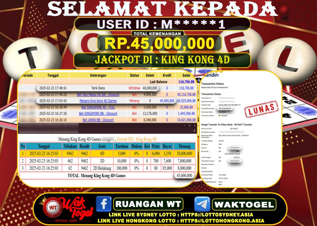 BUKTI PEMBAYARAN KING KONG 4D WAKTOGEL