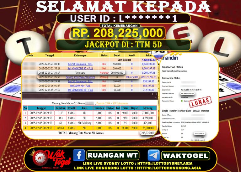 BUKTI PEMBAYARAN TOTO MACAU 5D WAKTOGEL