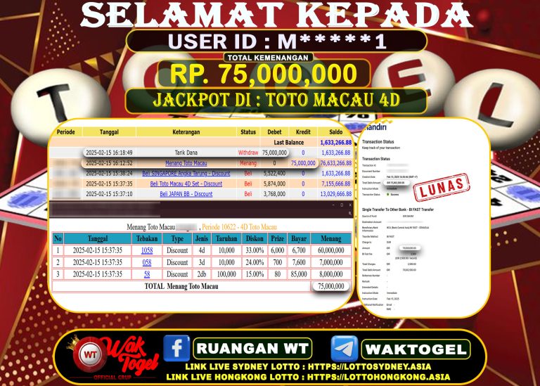 BUKTI PEMBAYARAN TOTO MACAU 4D WAKTOGEL