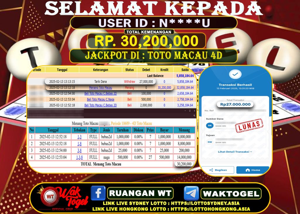 BUKTI PEMBAYARAN TOTO MACAU 4D WAKTOGEL