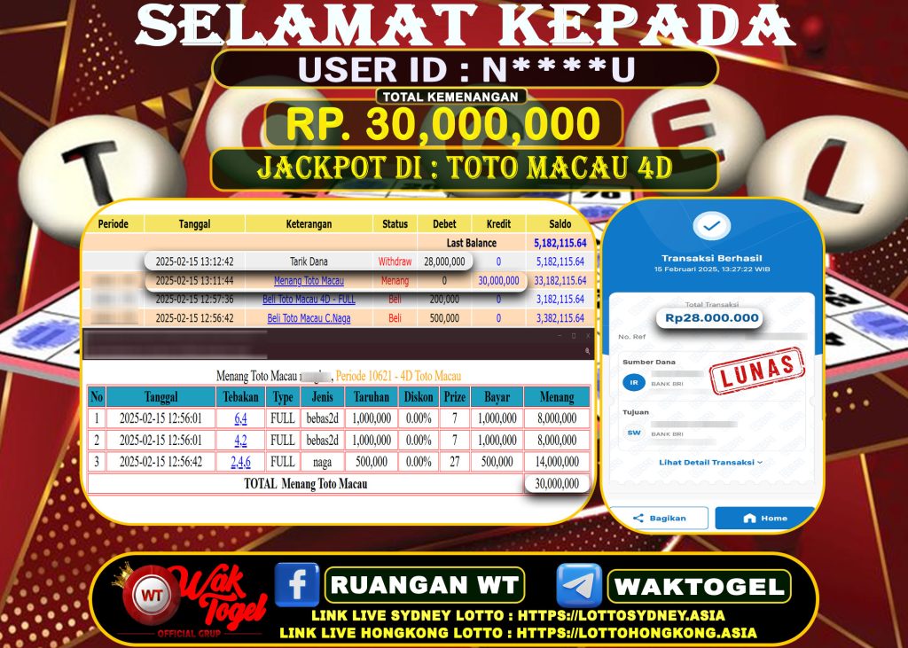 BUKTI PEMBAYARAN TOTO MACAU 4D WAKTOGEL