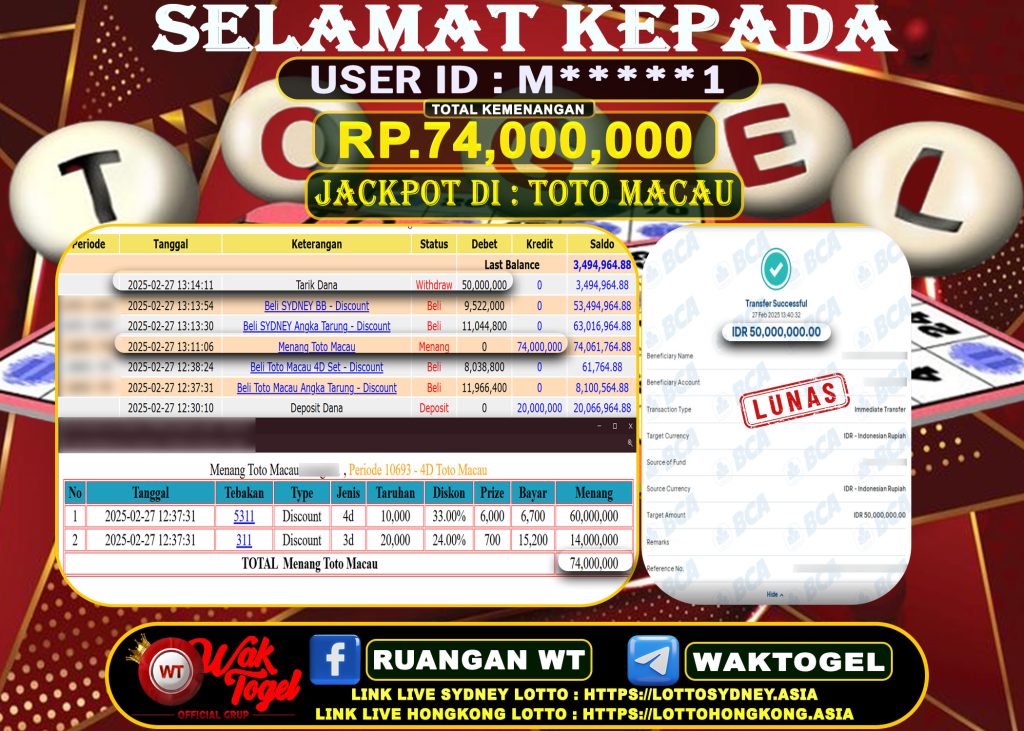 BUKTI PEMBAYARAN TOTO MACAU WAKTOGEL