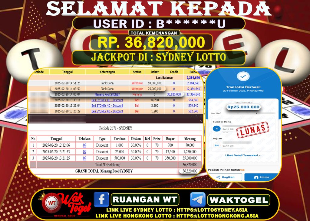 BUKTI PEMBAYARAN SYDNEY LOTTO WAKTOGEL