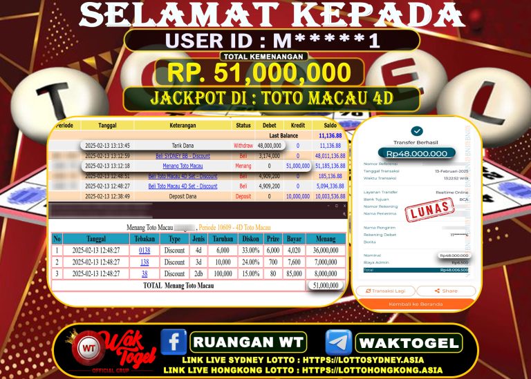 BUKTI PEMBAYARAN TOTO MACAU 4D WAKTOGEL