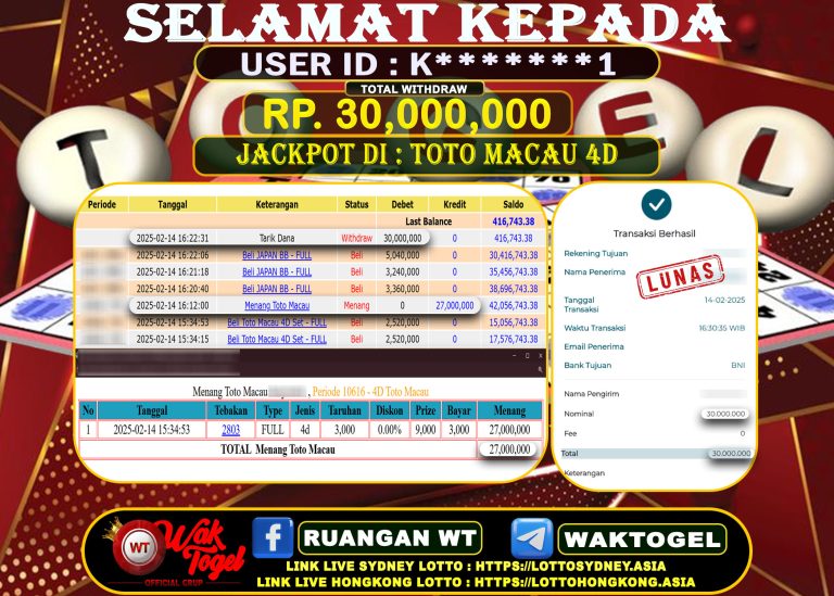 BUKTI PEMBAYARAN TOTO MACAU 4D WAKTOGEL