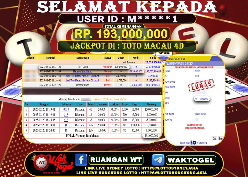 BUKTI PEMBAYARAN TOTO MACAU 4D WAKTOGEL