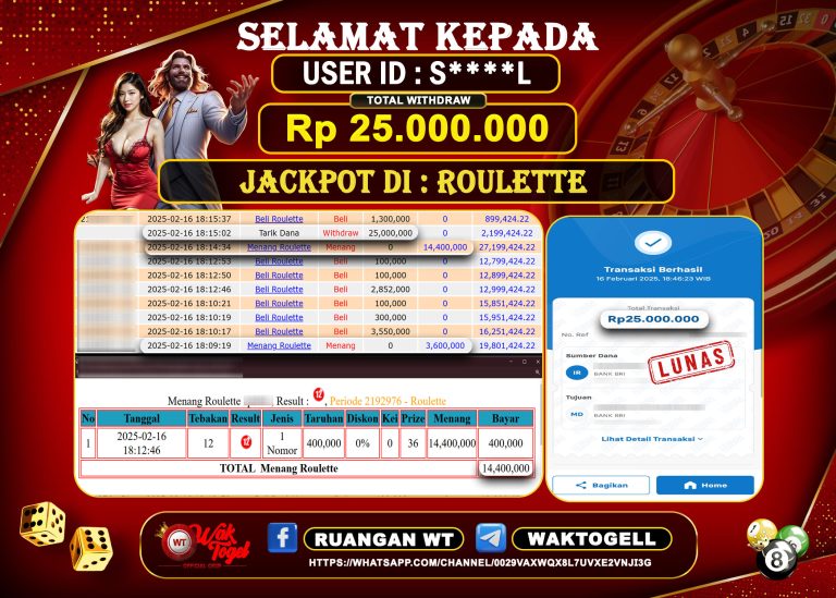 BUKTI PEMBAYARAN ROULETTE WAKTOGEL