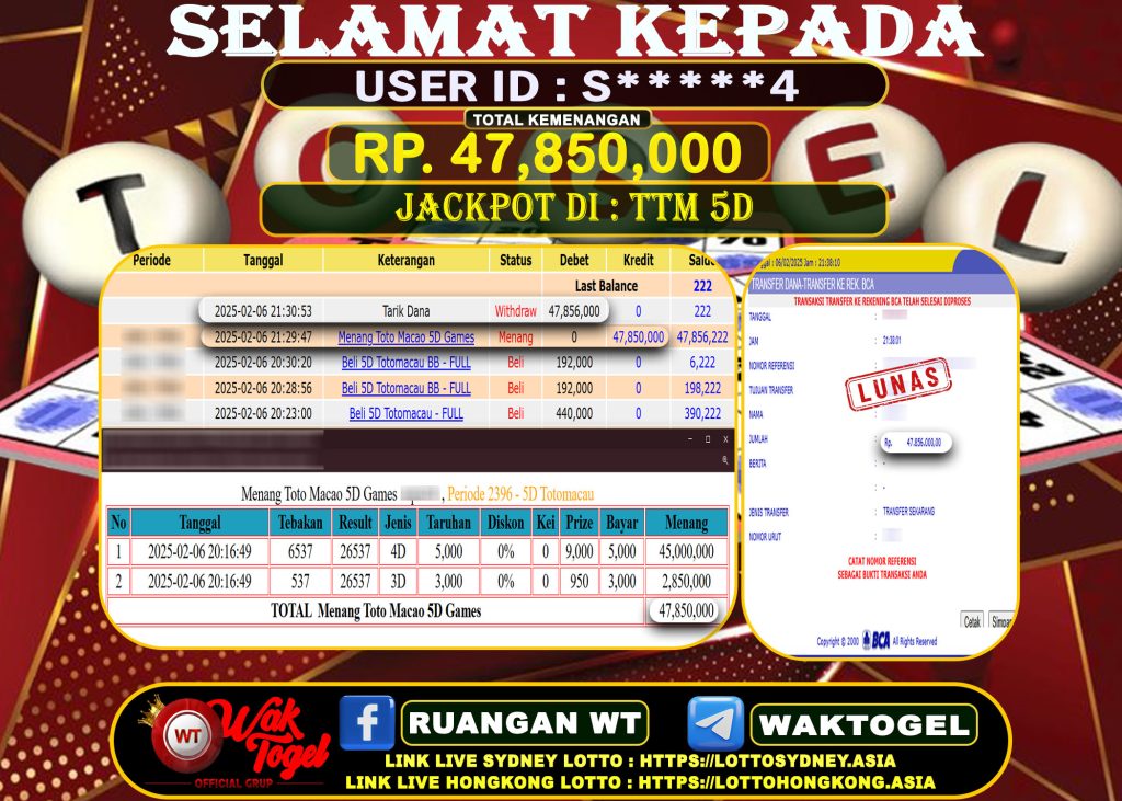 BUKTI PEMBAYARAN TOTO MACAU 5D WAKTOGEL